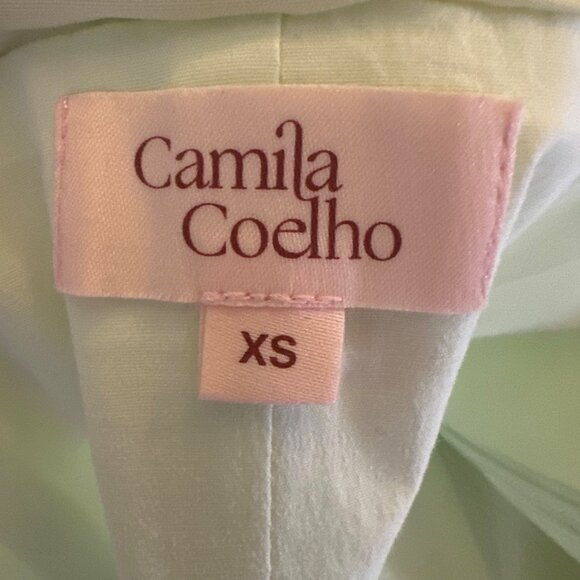 Camila Coelho XS Floral Print Sleeveless V-Neck Crop Top Light Green - Picture 3 of 6